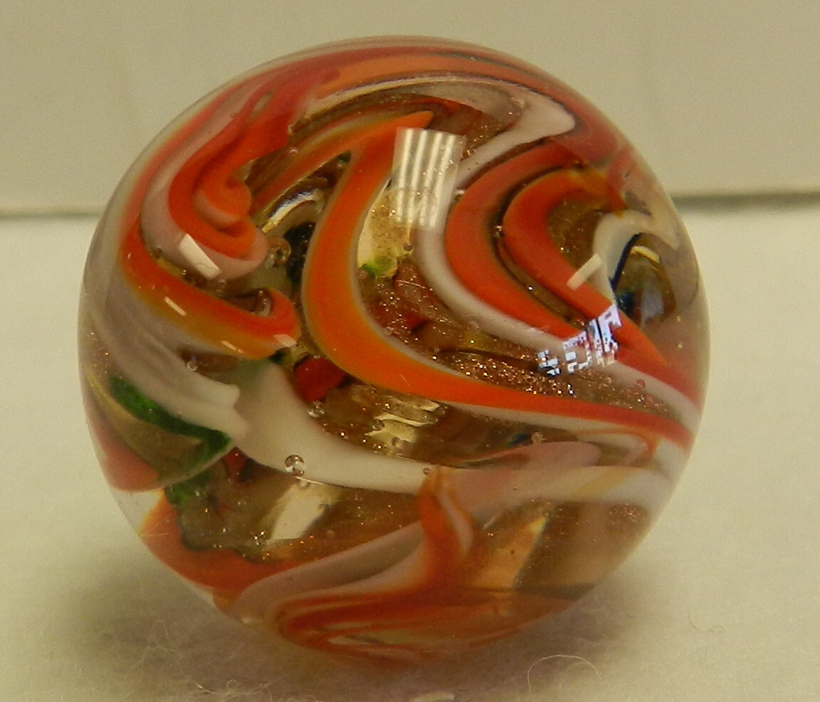 #18970m Nice Keith Baker Handmade Contemporary Marble With Lutz 1.05 Inches