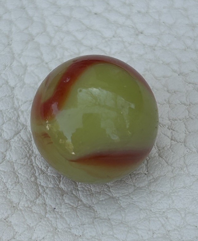Vintage Yellow-Green Red Swirl Alley Agate 18mm 8.04grams NM Dragons Breath