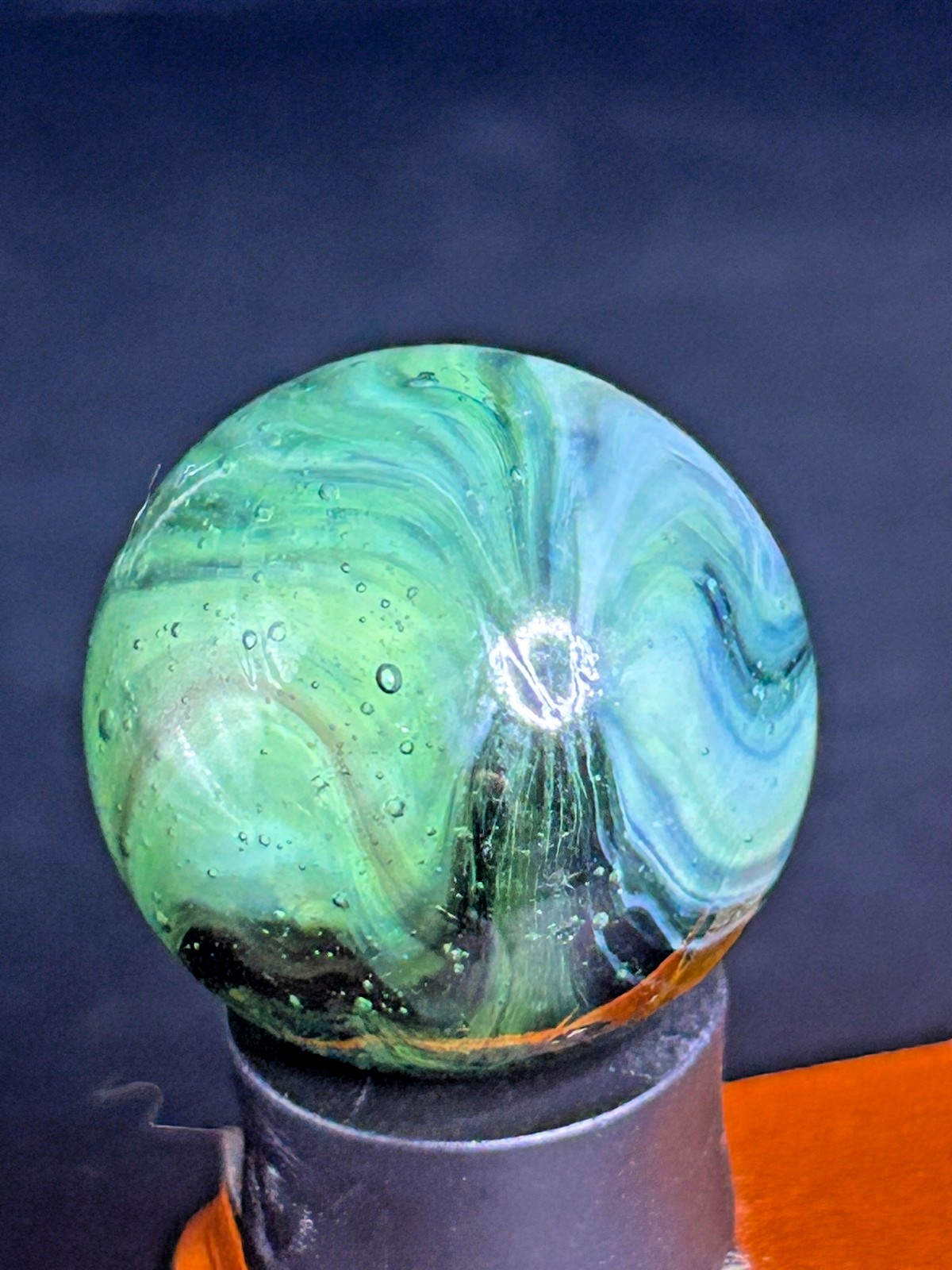 European Butterfly Sparkler Marble | Clear Base w/ Multi-Color Vanes | .96″ Shoo