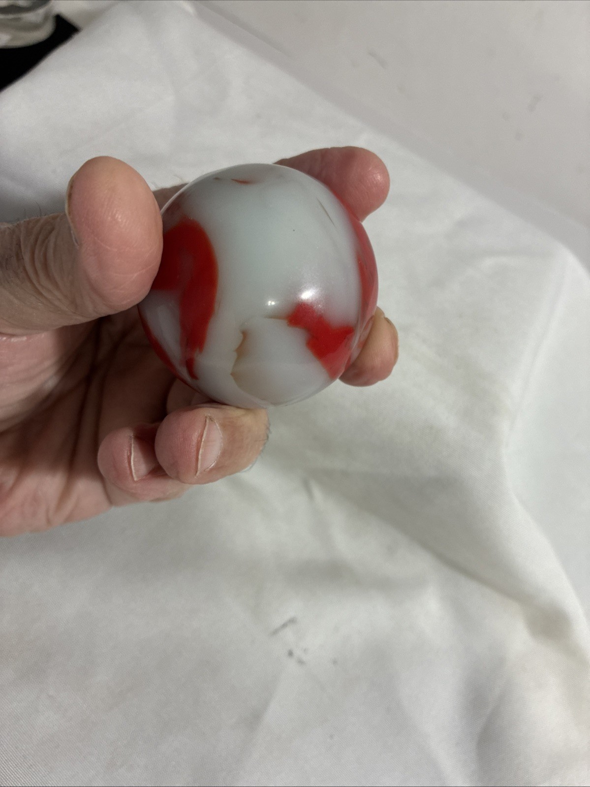 Rare VTG MARBLE PELTIER GLASS Large 2” Diameter And ~7 Oz. In Weight Very Nice