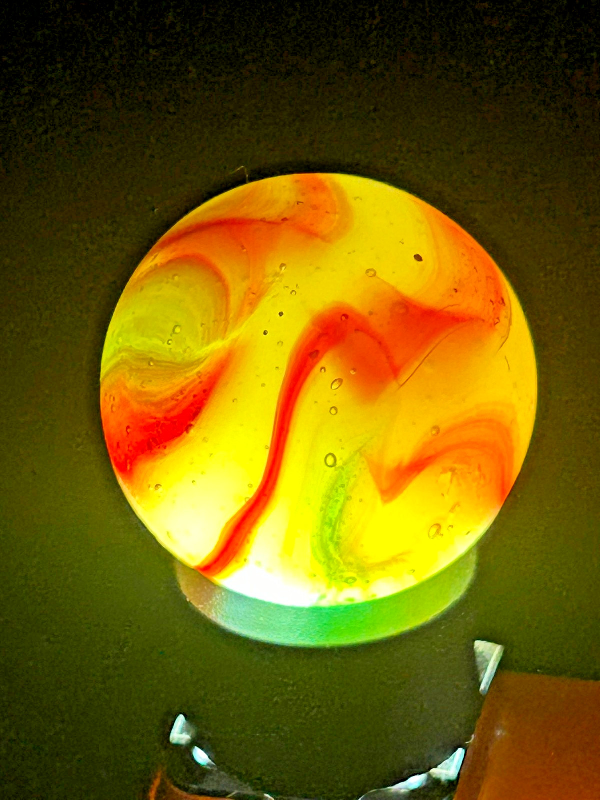 Peltier NLR Flaming Dragon Red, Orange & Green Marble .94″ Near Mint+ SH12