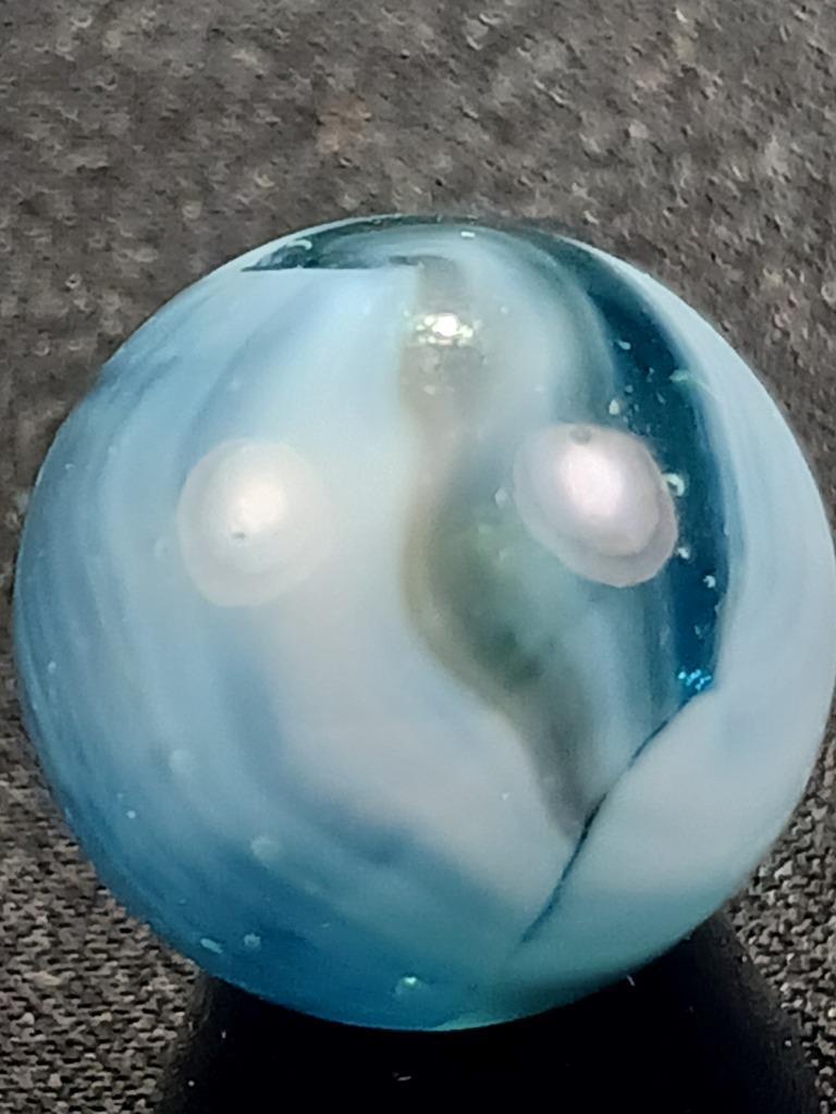 Vitro Agate .53″ Aqua Black Tri-Lite Near Mint Condition Serious Marble A256