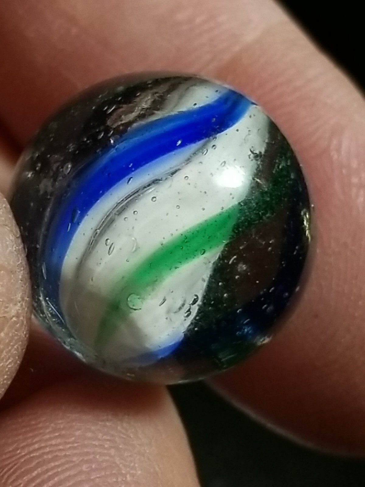 Antique Shrunken Lobed Solid Core Caged Swirl- 23/32″ Mint Condition