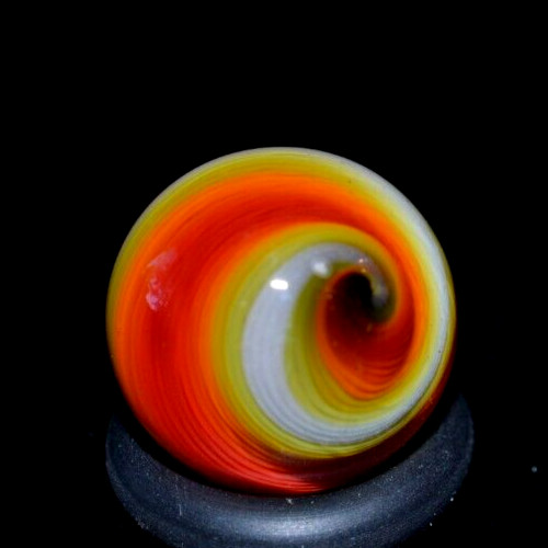 BRYAN TRILLAS GLASS MARBLE/.588″-BLACKLIGHT FIREBALL-SUNFLOWER,ORANGE,CHERRY,WHT