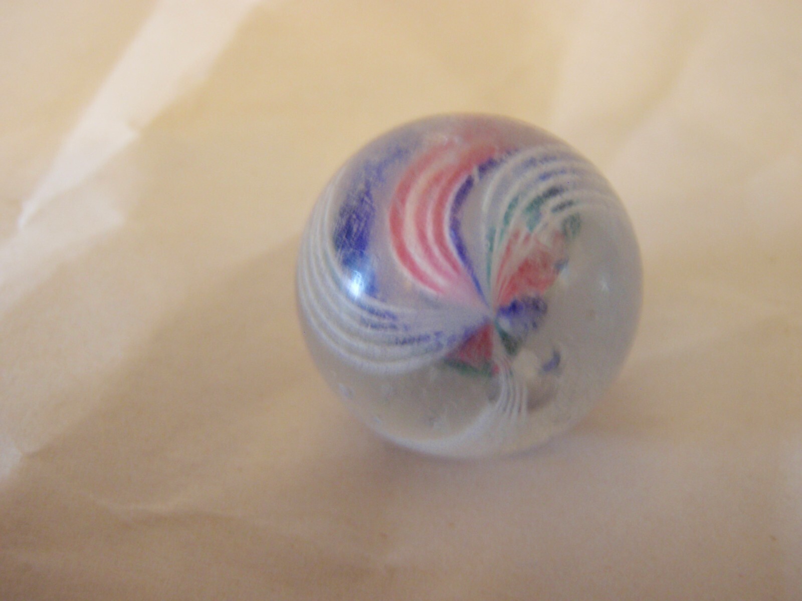 Handmade German Marble Multi Color Divided Ribbon Core Swirl Marble 0.748”