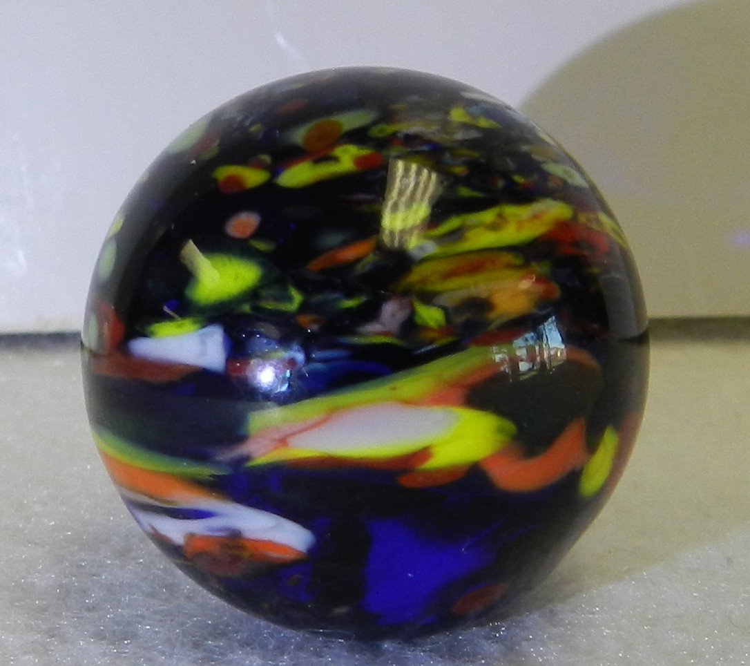 #19963m Guinea Like Handmade Contemporary Keith Baker Marble Cobalt Base Glass