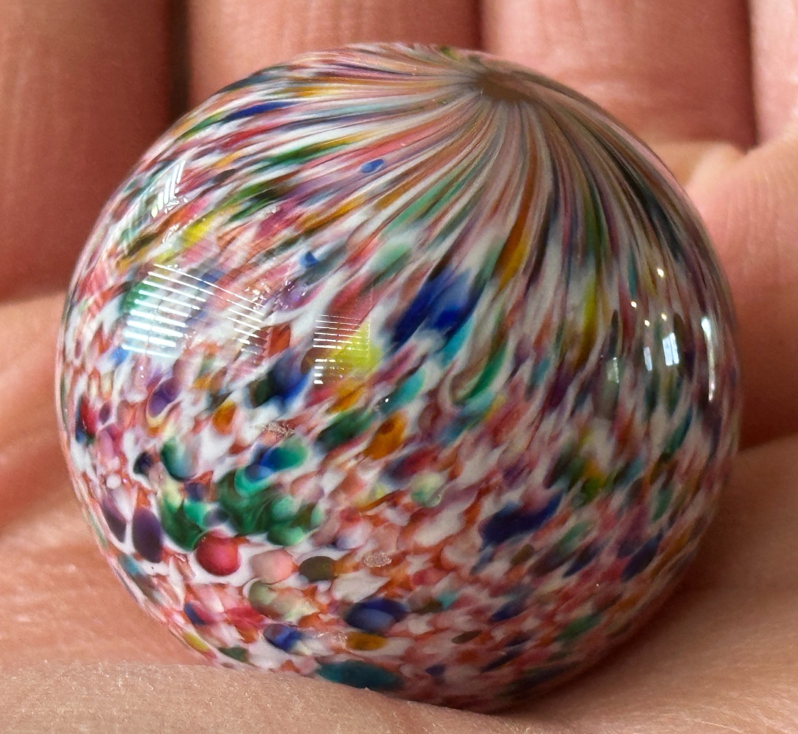 LARGE Contemporary Handmade HOT HOUSE Art Glass Marble SPOTTED ONIONSKIN – 1.50″