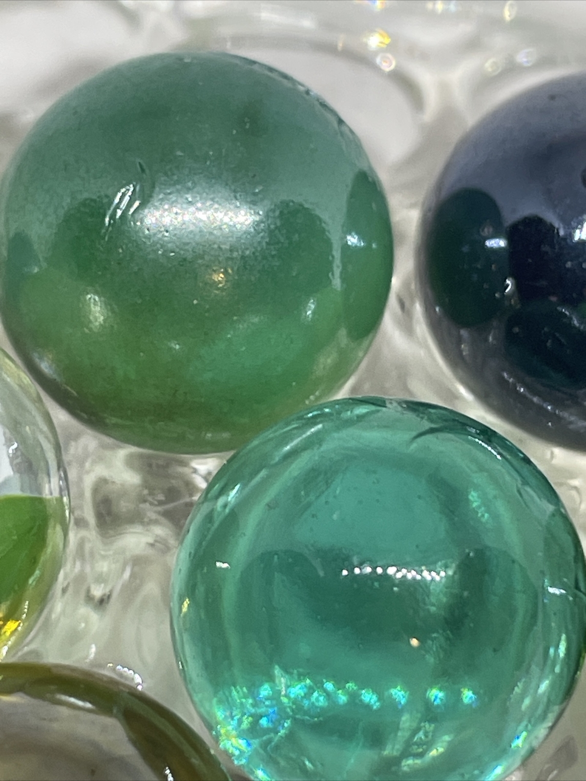 Marble Lot of 7 Vintage Glass Marbles Clear Glass Colors