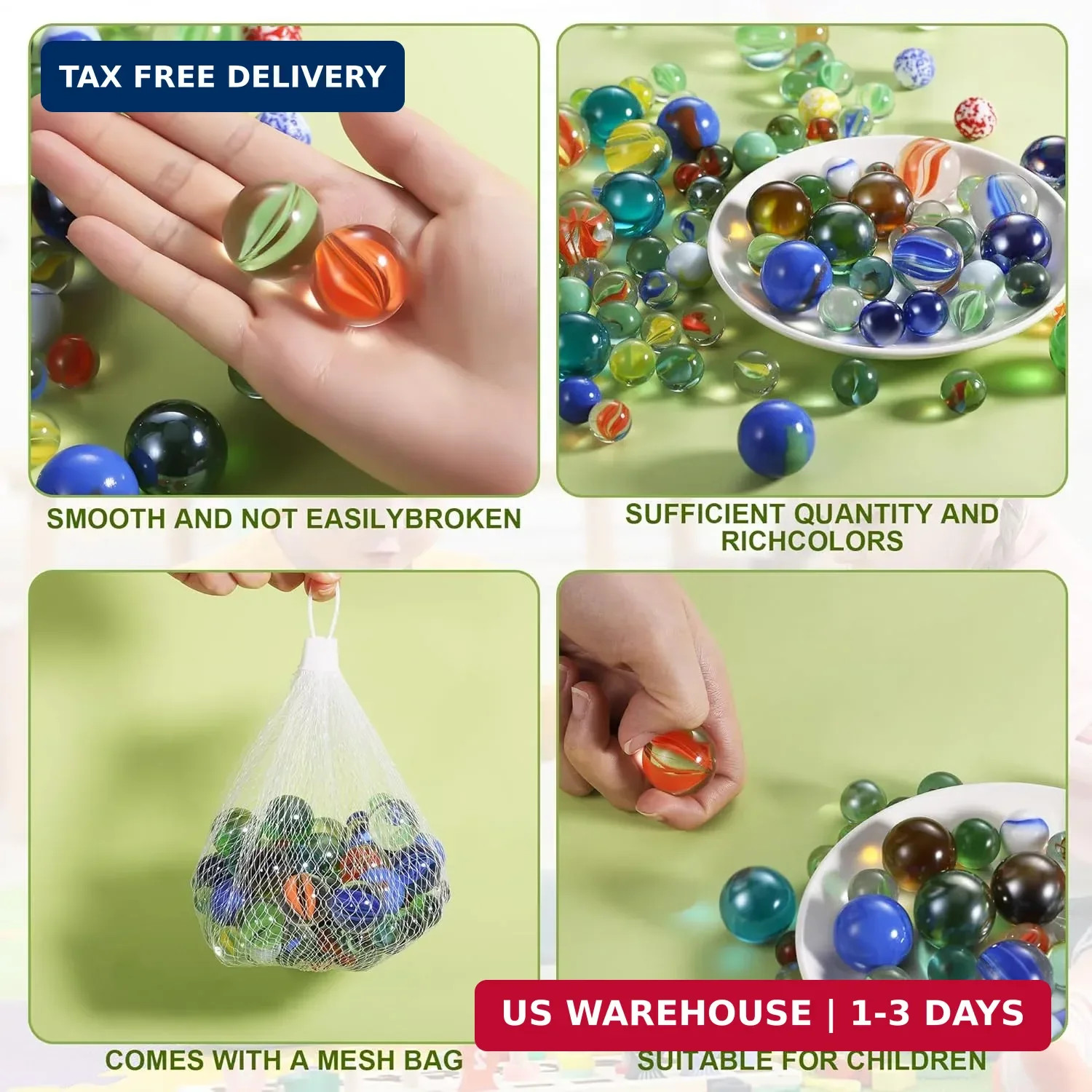 Glass Marbles, Bulk 100Pcs Cat Eye Mix Colors Medium Sized Thick Marble Decorati