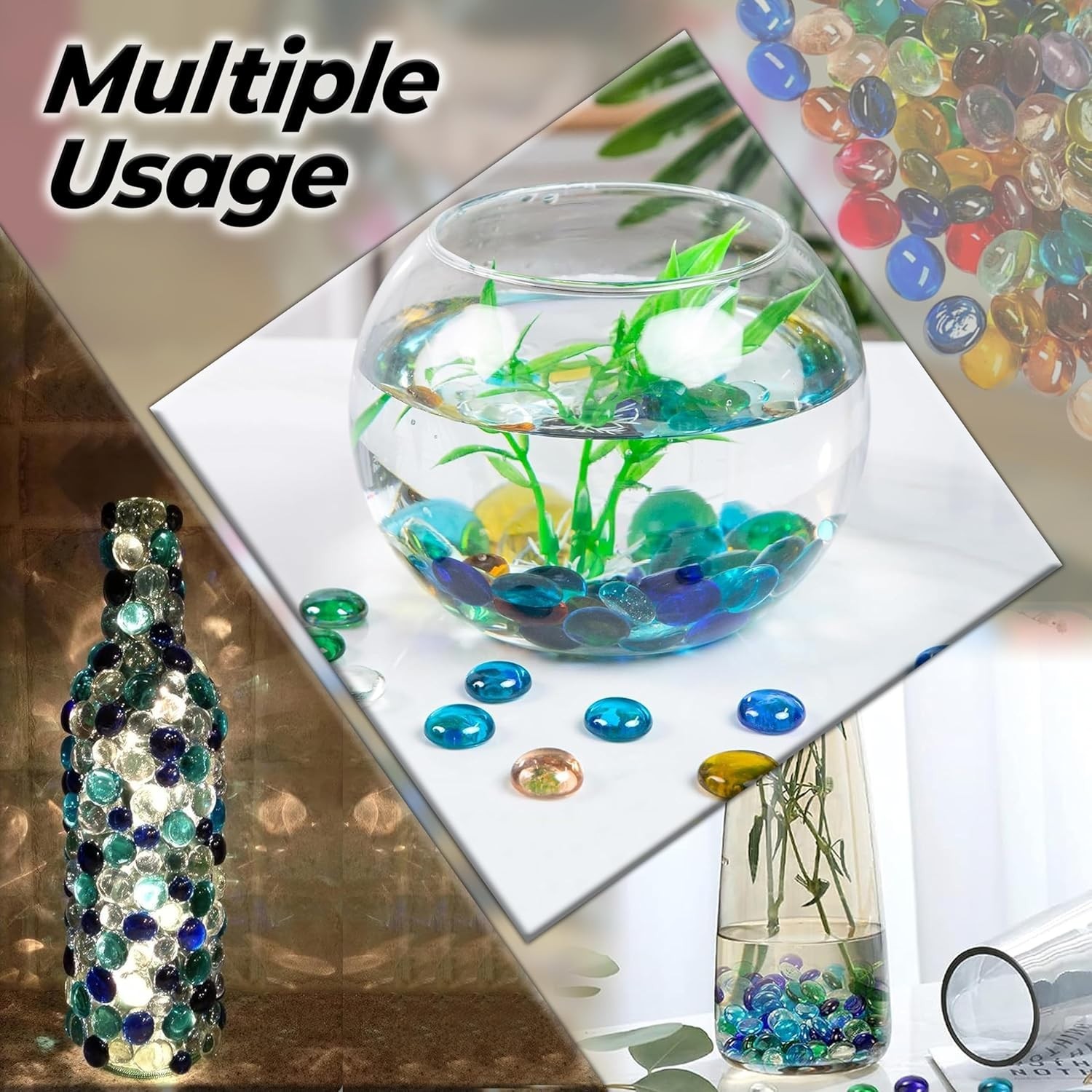 Vibrant Glass Marbles Mix – 2LB Vase Filler 200 PCS