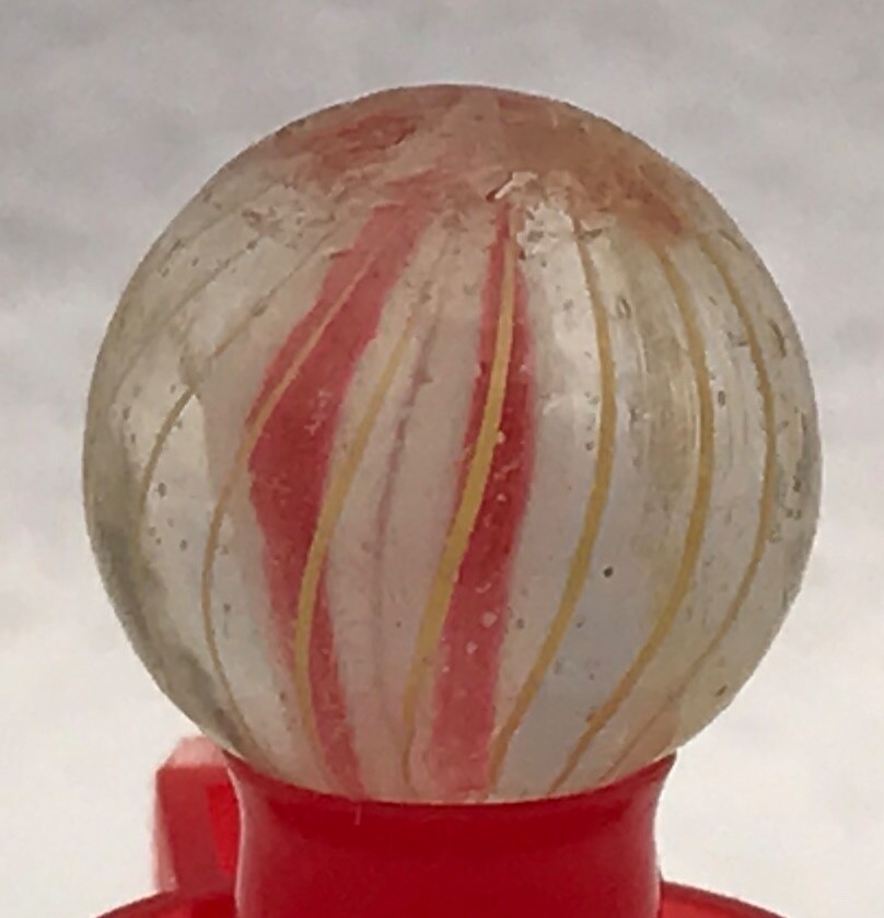Tiny Caged Banded While Solid Core Marble 14mm (9/16”)