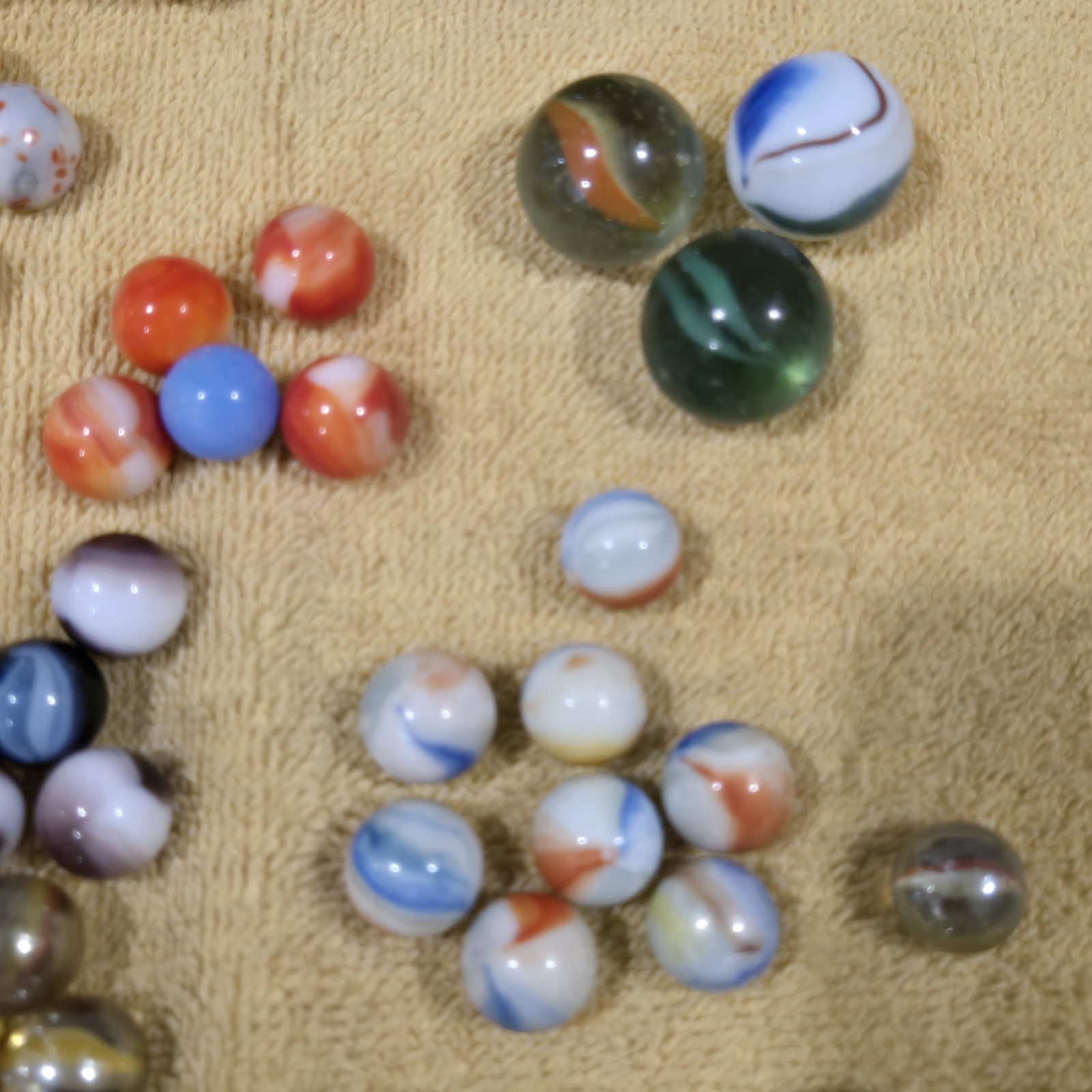 56 Vintage Marbles: 3 Reg. Boulders; 3XL Boulders; 50 Common-size Marbles. L00K!