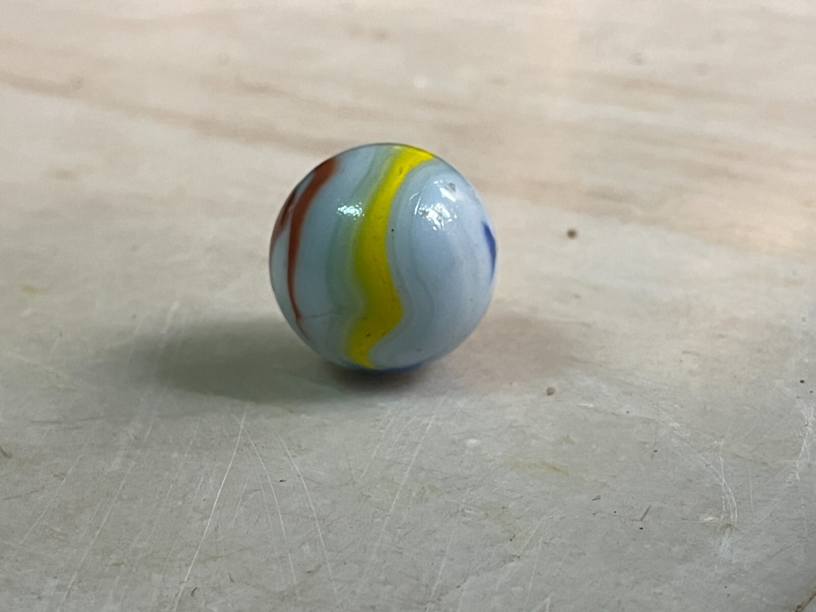 1920s Vintage Original Handmade Divided Core Swirl Colorful Glass Marble Germany