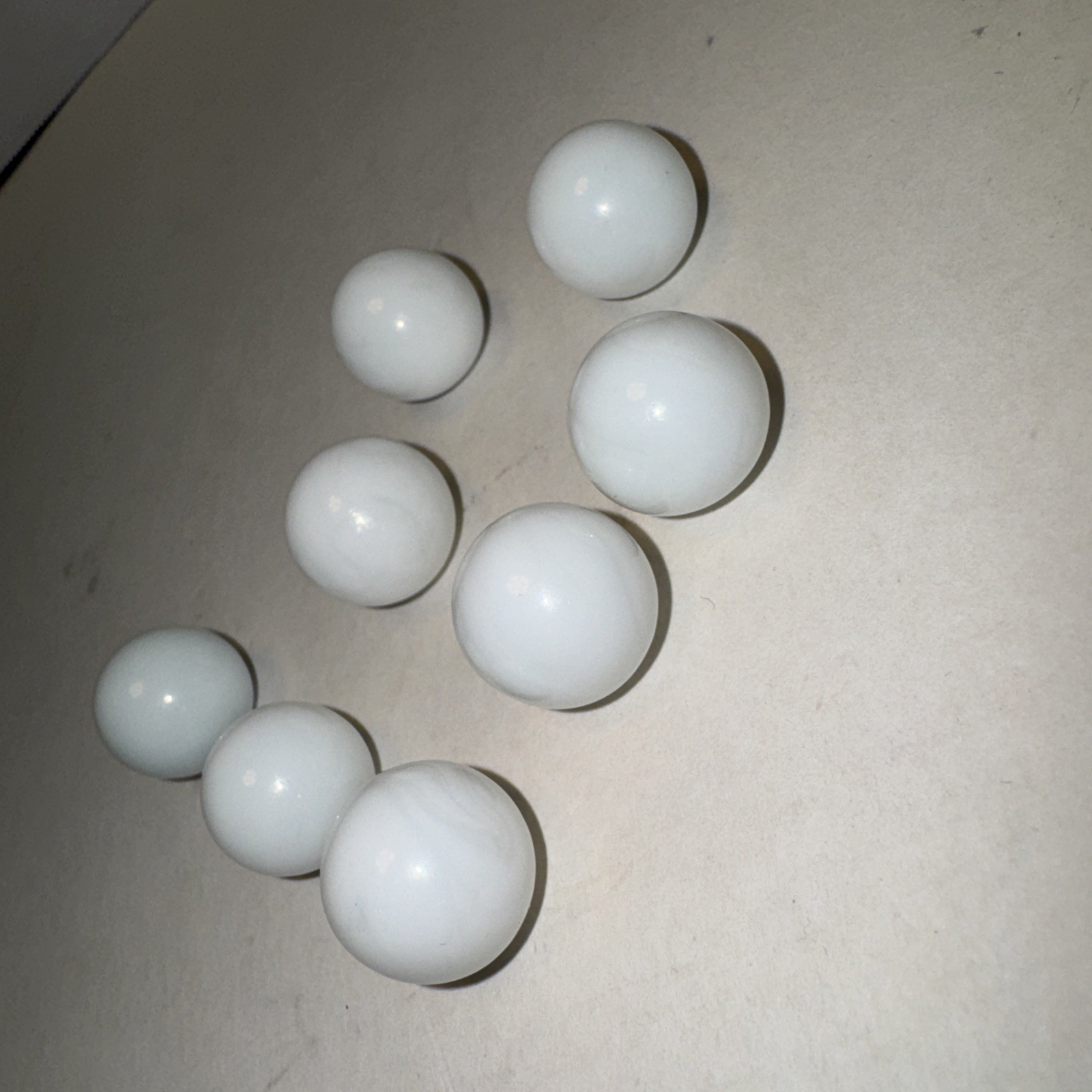 Lot Of 8 Vintage Pure White Marbles 1/2 in