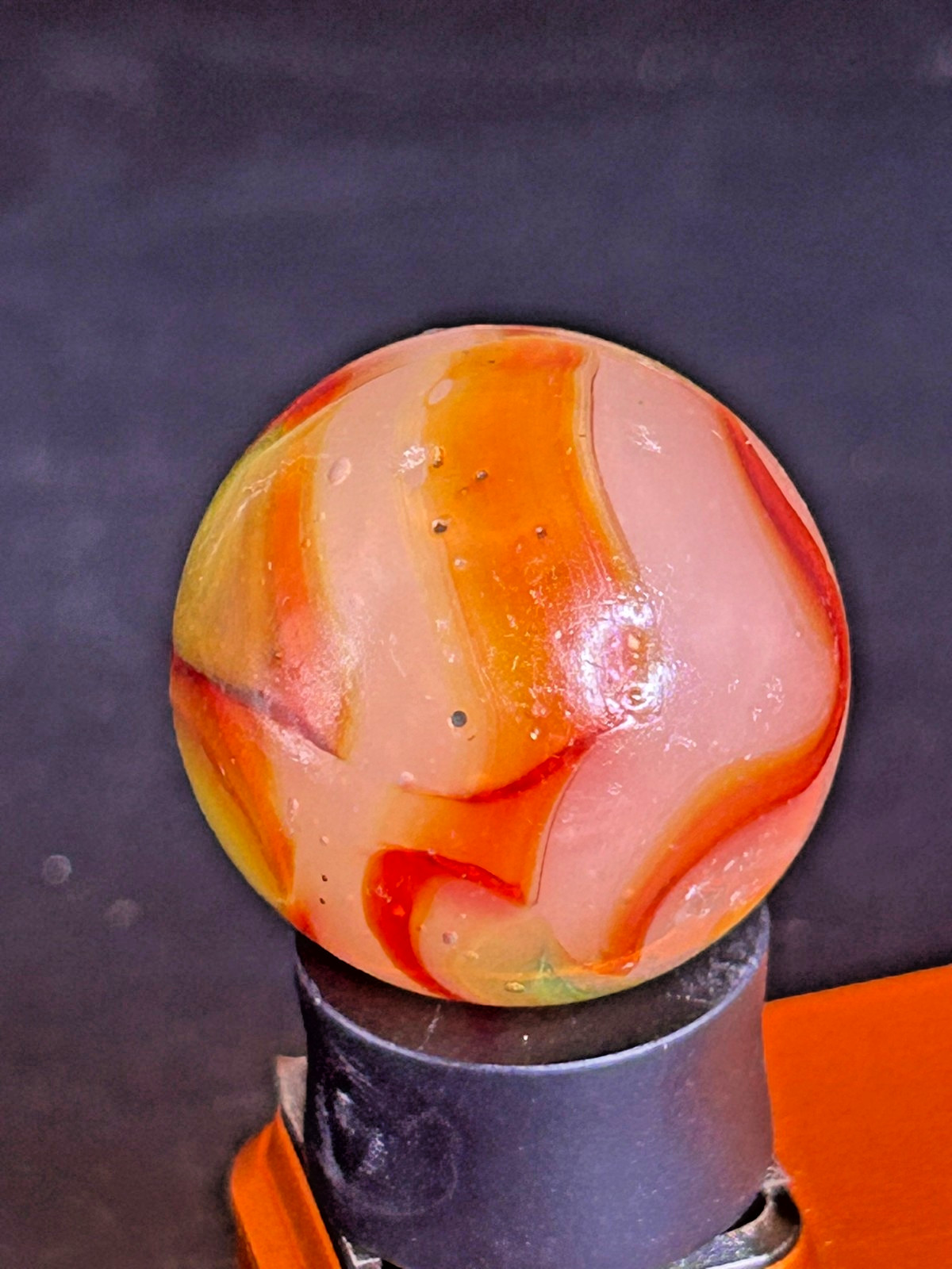 Peltier NLR Flaming Dragon Red, Orange & Green Marble .94″ Near Mint+ SH12
