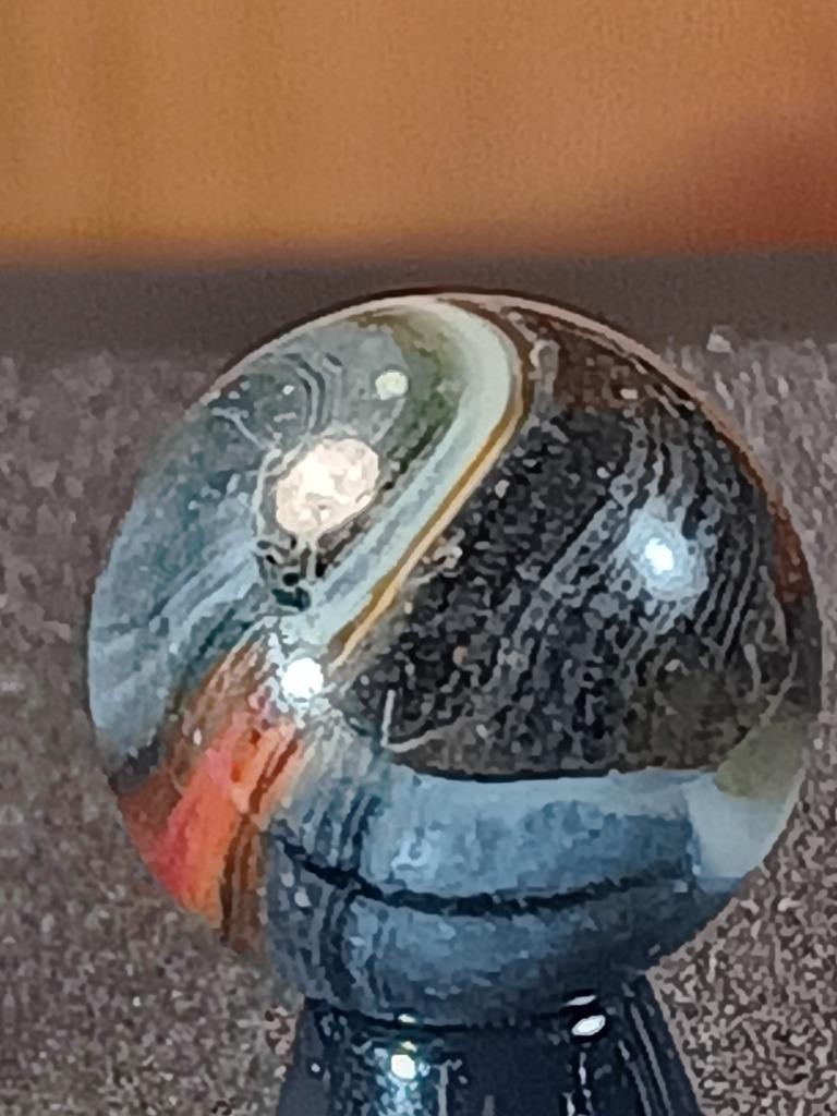 5/8″ Peltier Ferrari Red Pearl & Smokey White on Clear NM Serious Marble B257