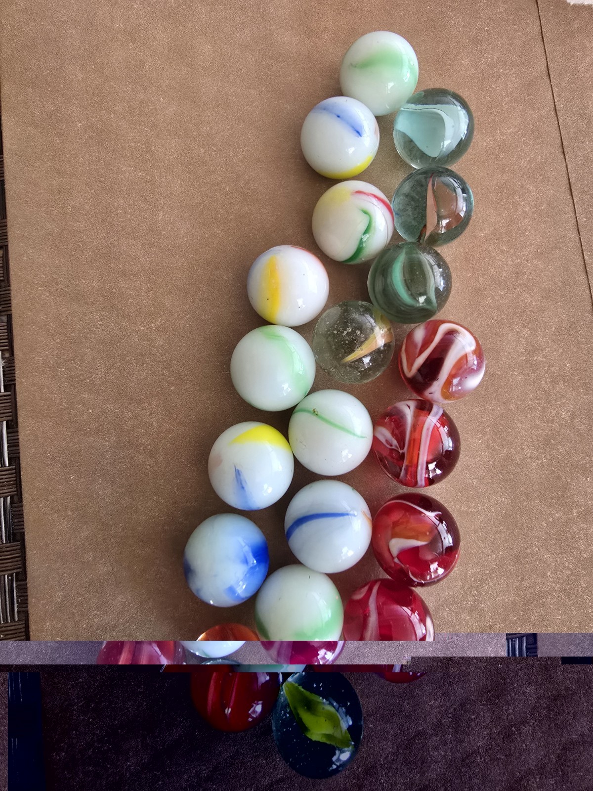Vintage Marbles Cat’s Eyes, Asian Imperial, and Vacor Red Roosters. LOT of 25