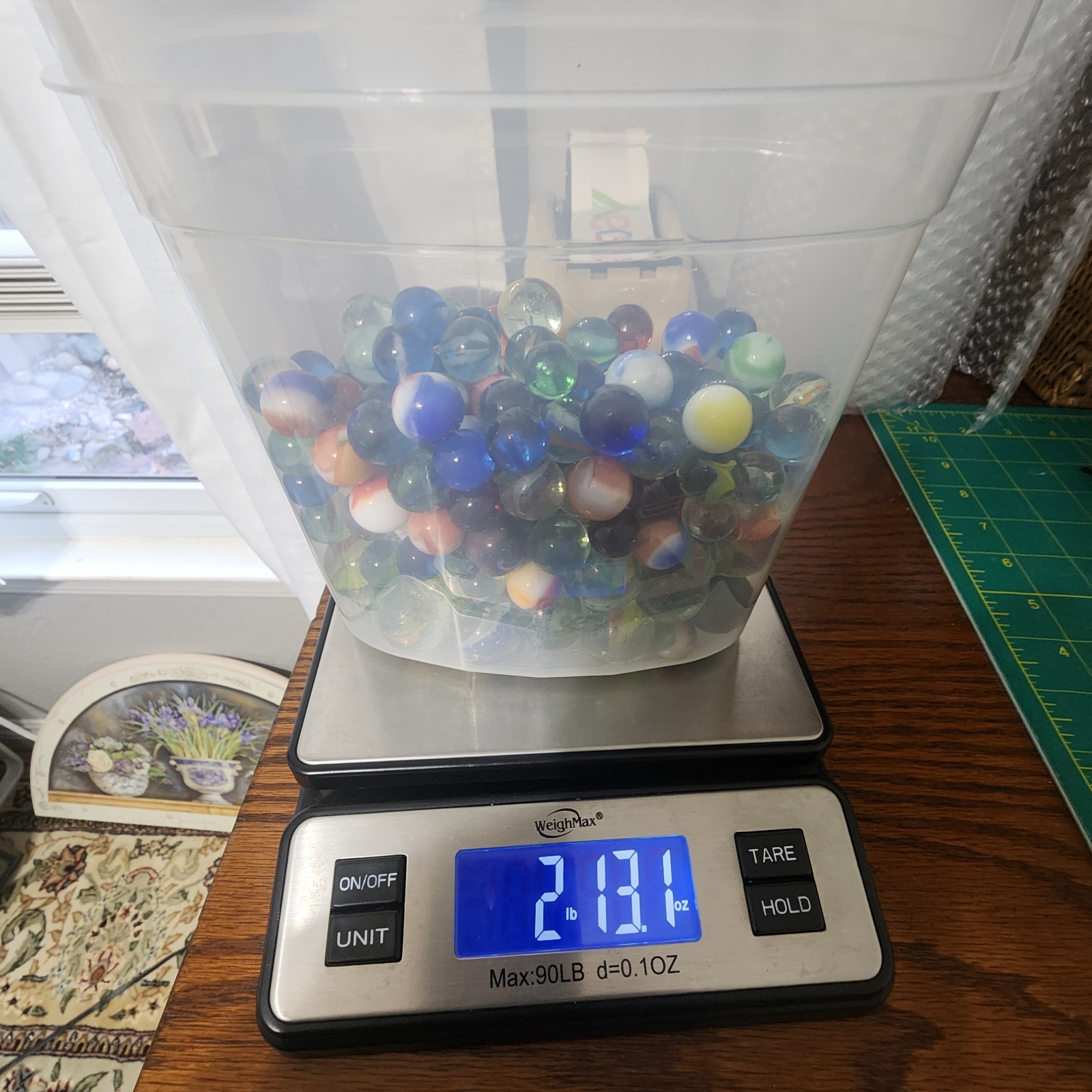 Vintage GLASS MARBLES 95 pc 2 pound Lot Mix Multi Color Multi Sizes
