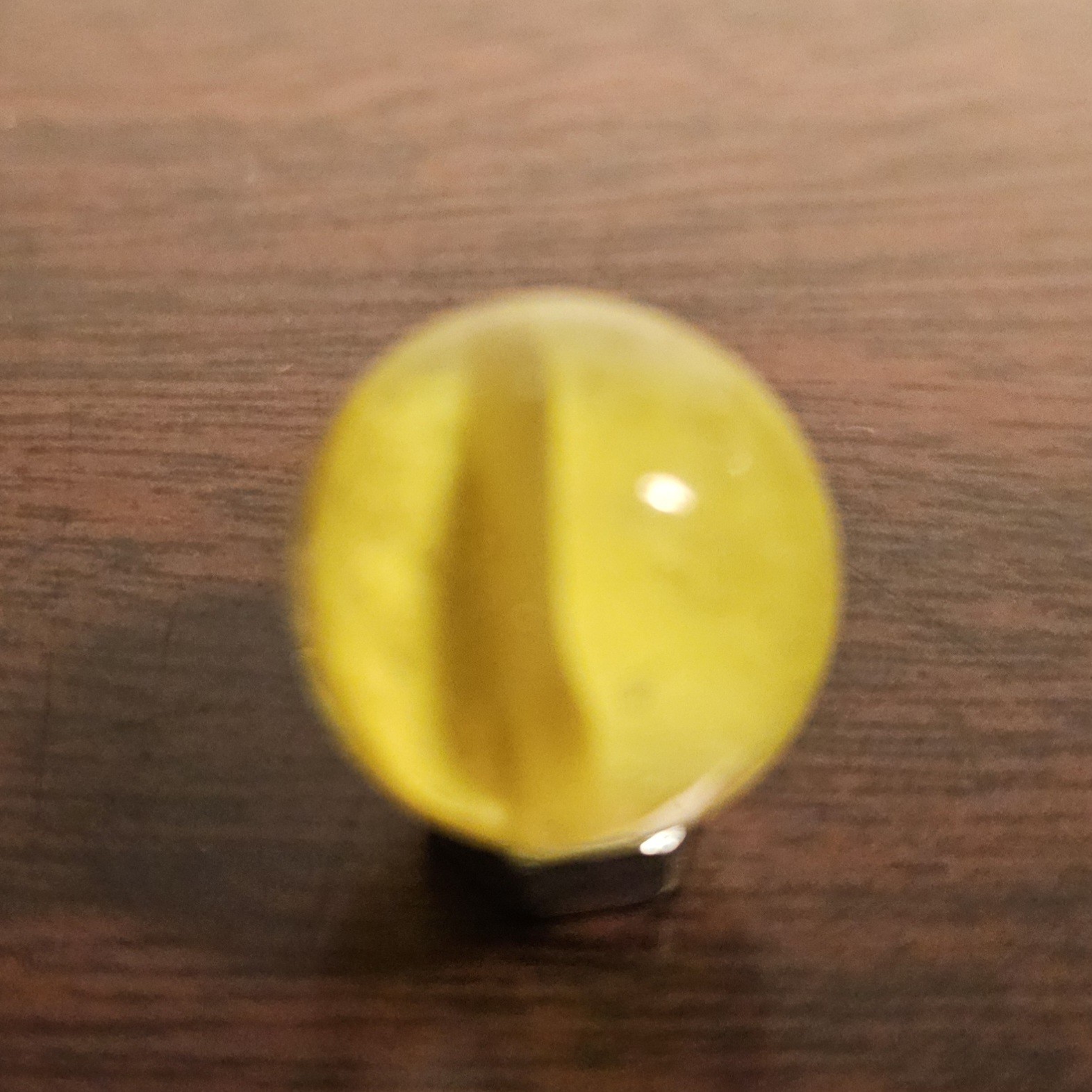 C E Bogard Yellow Cadmium Glow Cats Eye Clear Glass Marble
