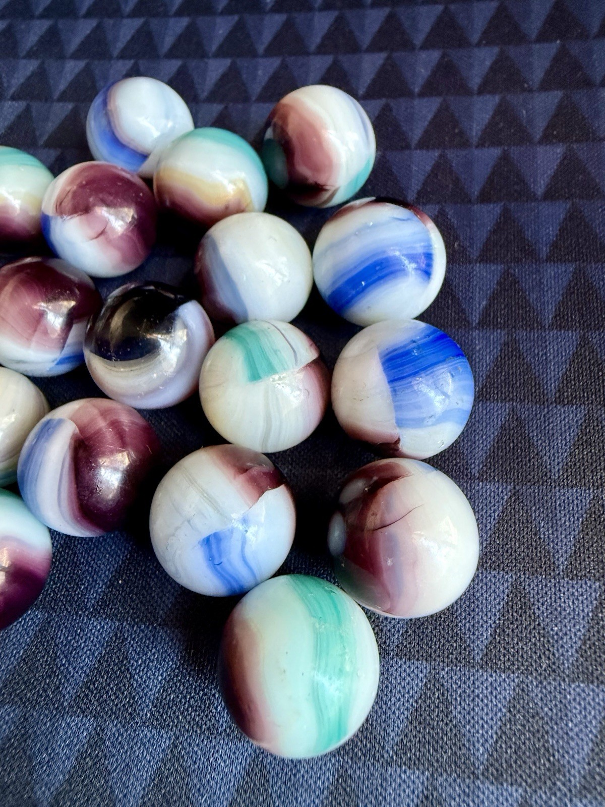 Vintage Glass Swirl Marble Akro Agate Vitro Peltier Marbles Lot Of 19