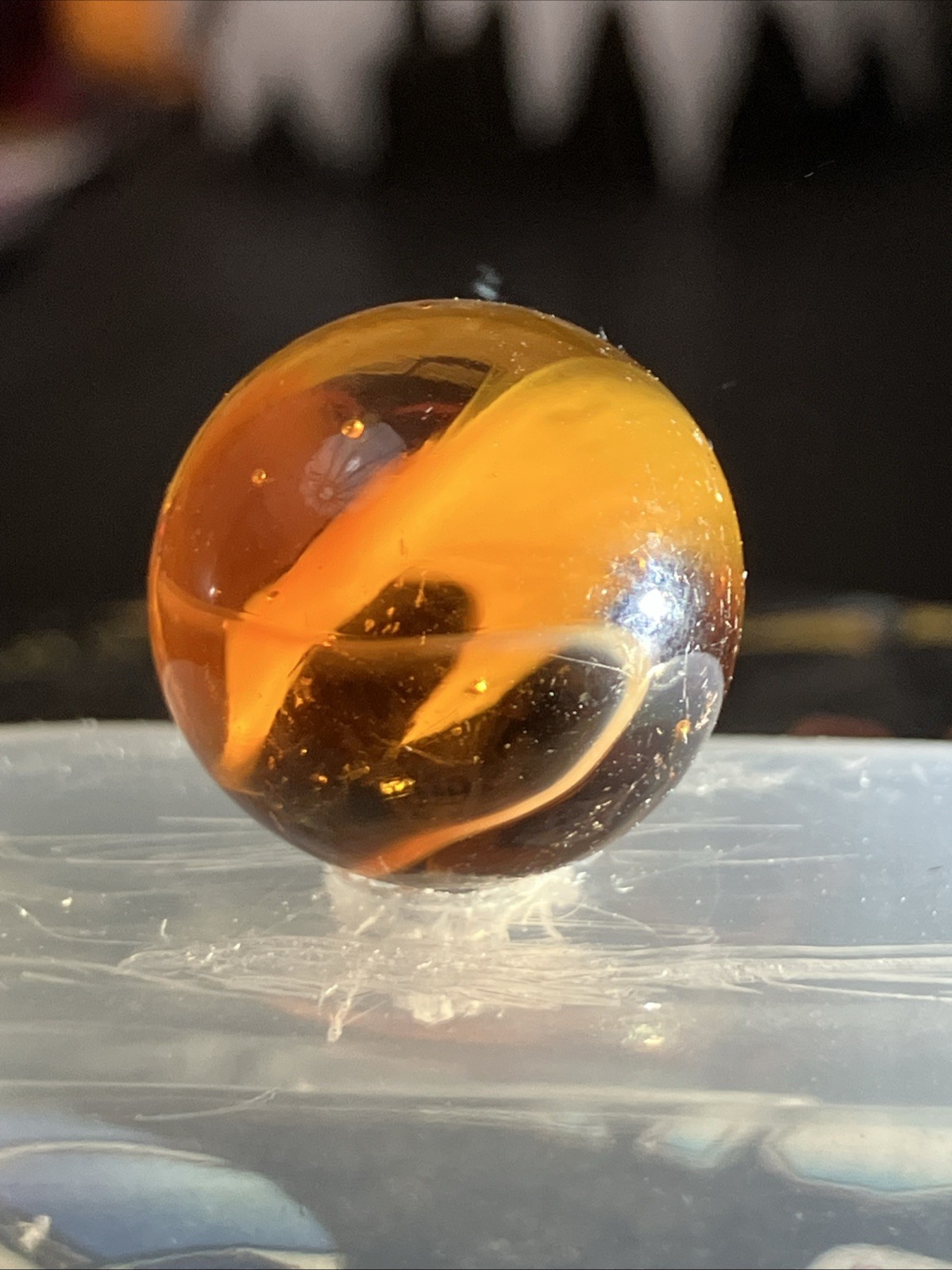 8pc Vitro Agate Marble Lot, Transparent Amber with Cream Swirl, Excellent Cond
