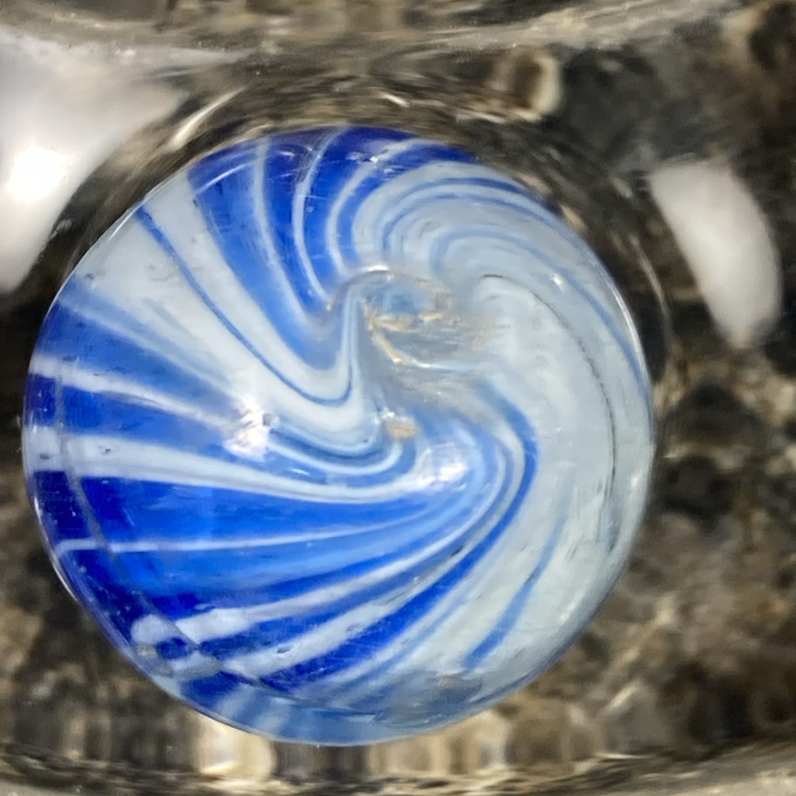 Antique Handmade German Onionskin Swirl Glass Marble .71” S4