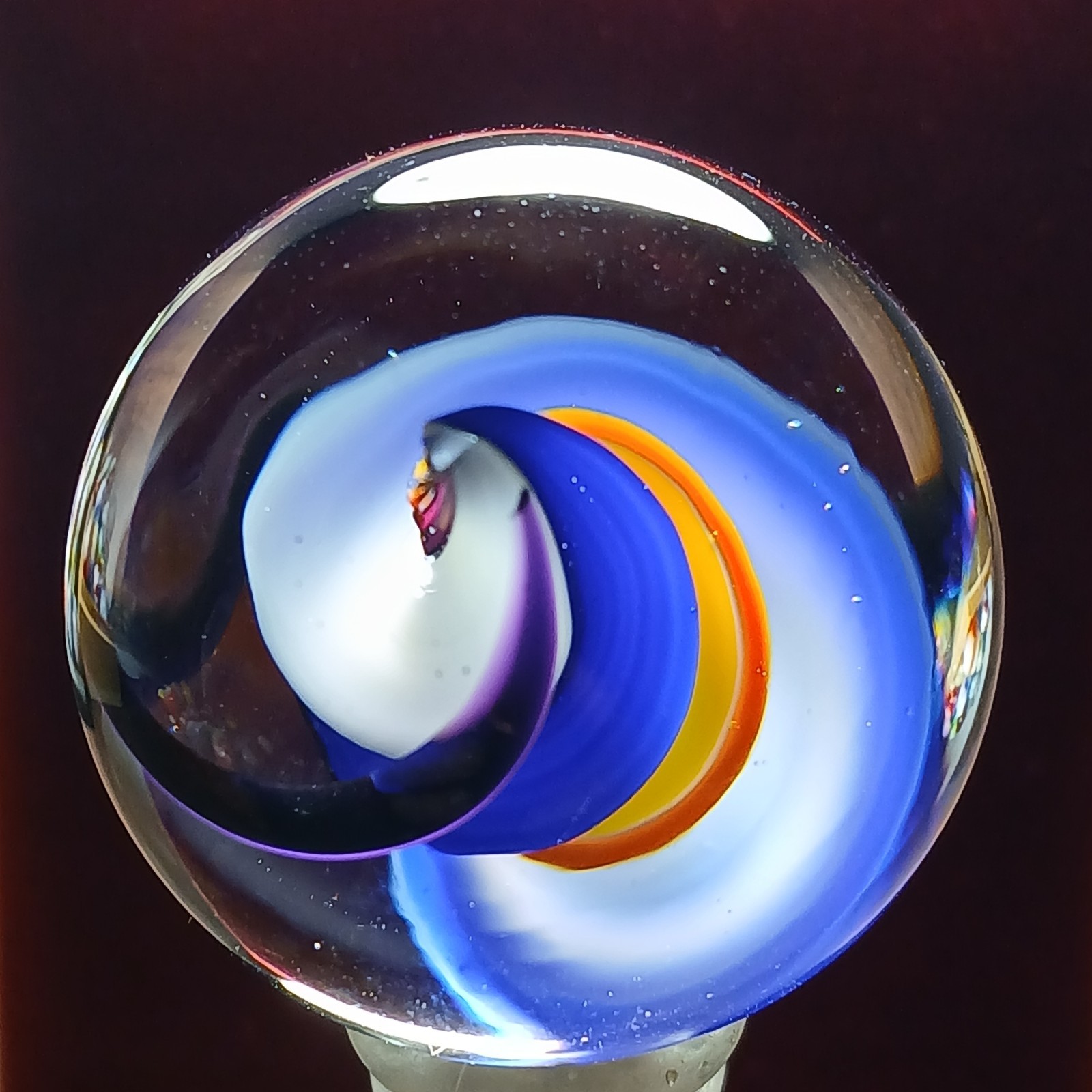 Mint *1 3/8″* Rainbow Multi Color Contemporary Swirl Marble! Fantastic. C Pics