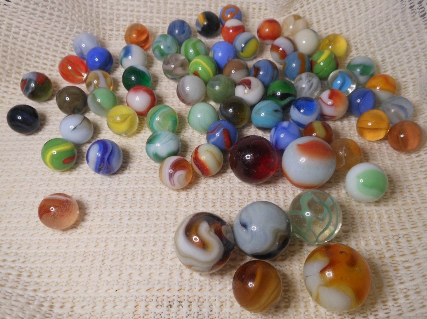 69 Variety Vintage Marbles Collectible Size Make Color Swirl Mix rare SEE VIDEO