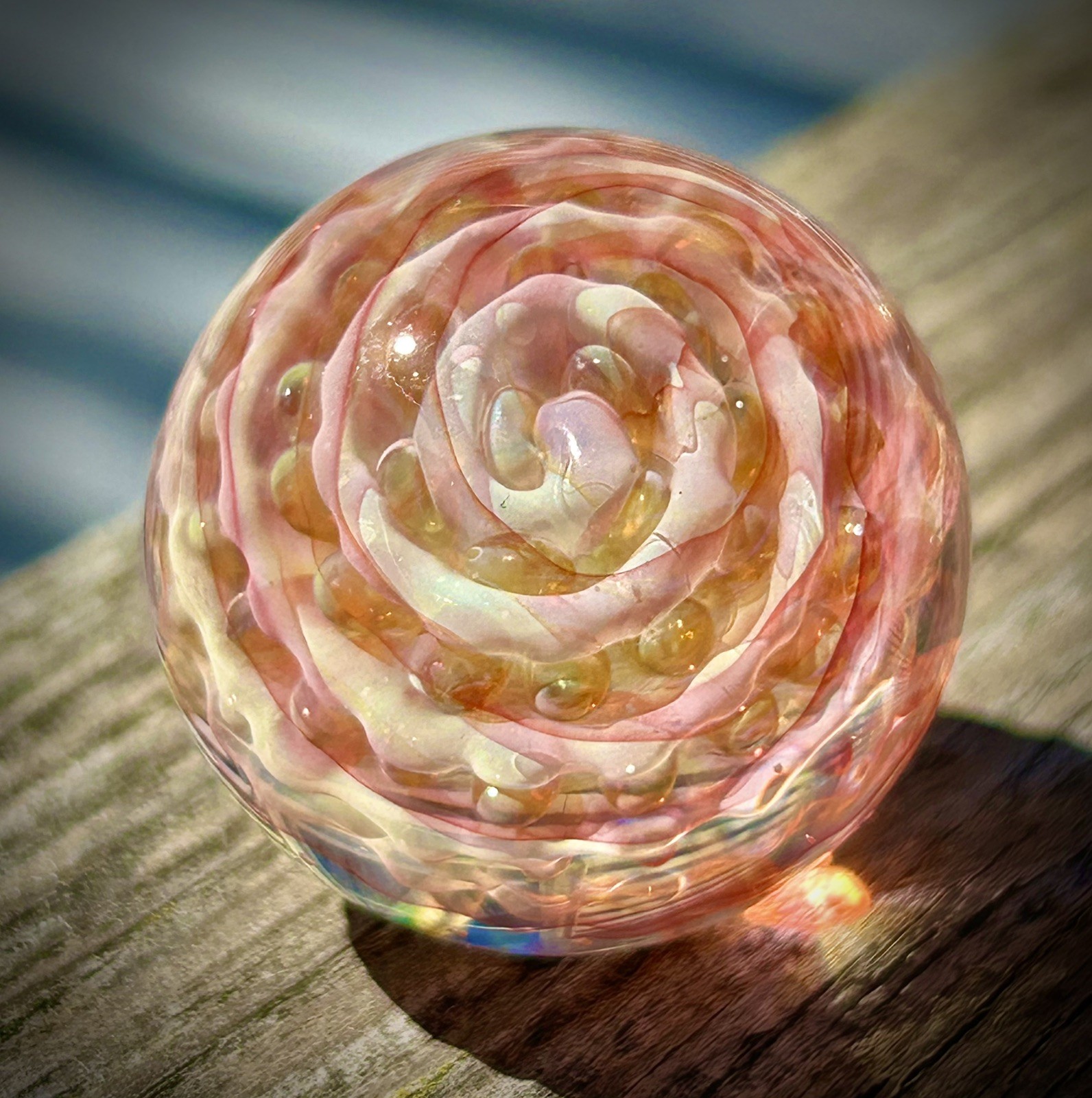 Contemporary Art Glass Marble 1.25″ Fumed Borosilicate MIB Handmade Boro Boyle