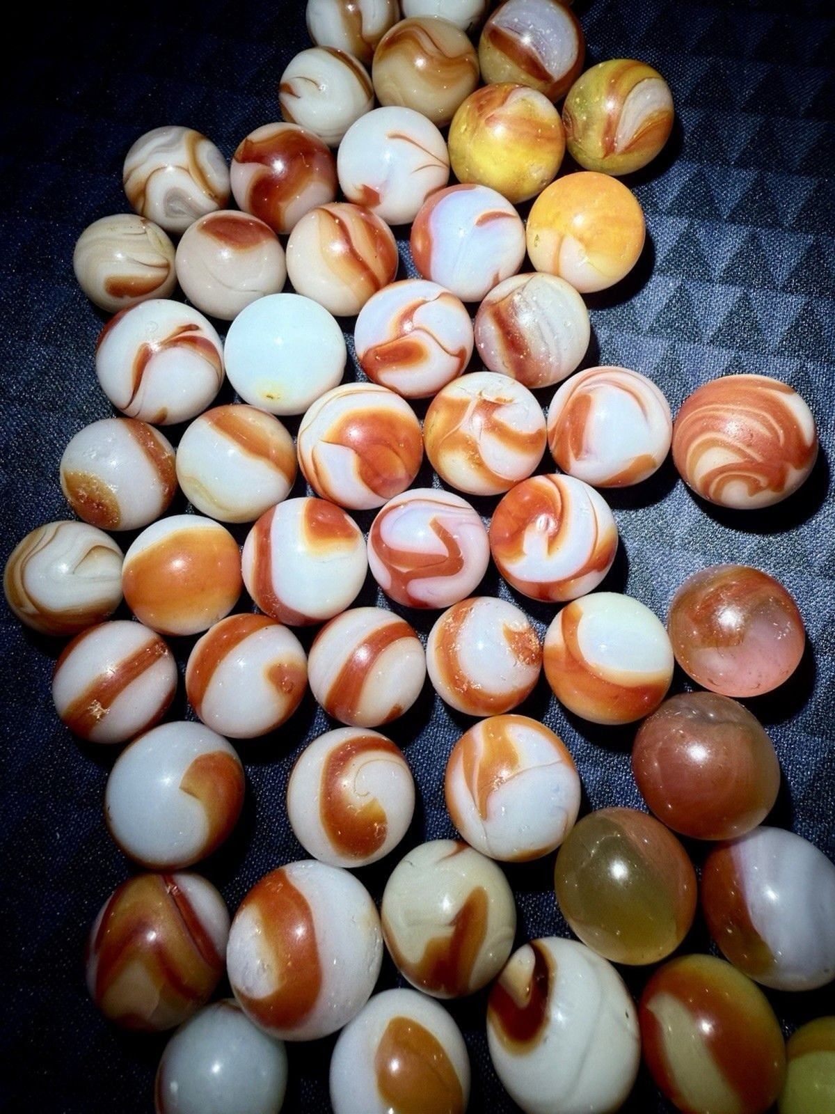 Huge VTG. Akro Agate, Peltier, Oxblood ?,Rainbow, Ravenswood,Glass Marble Of 64