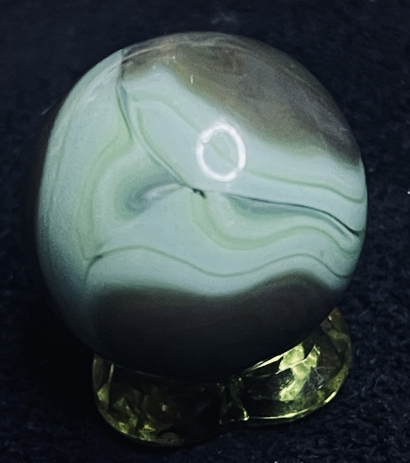 Master Marble Vintage .885” HTF Swirl Shooter. Earthy Greens, Browns & Purple.