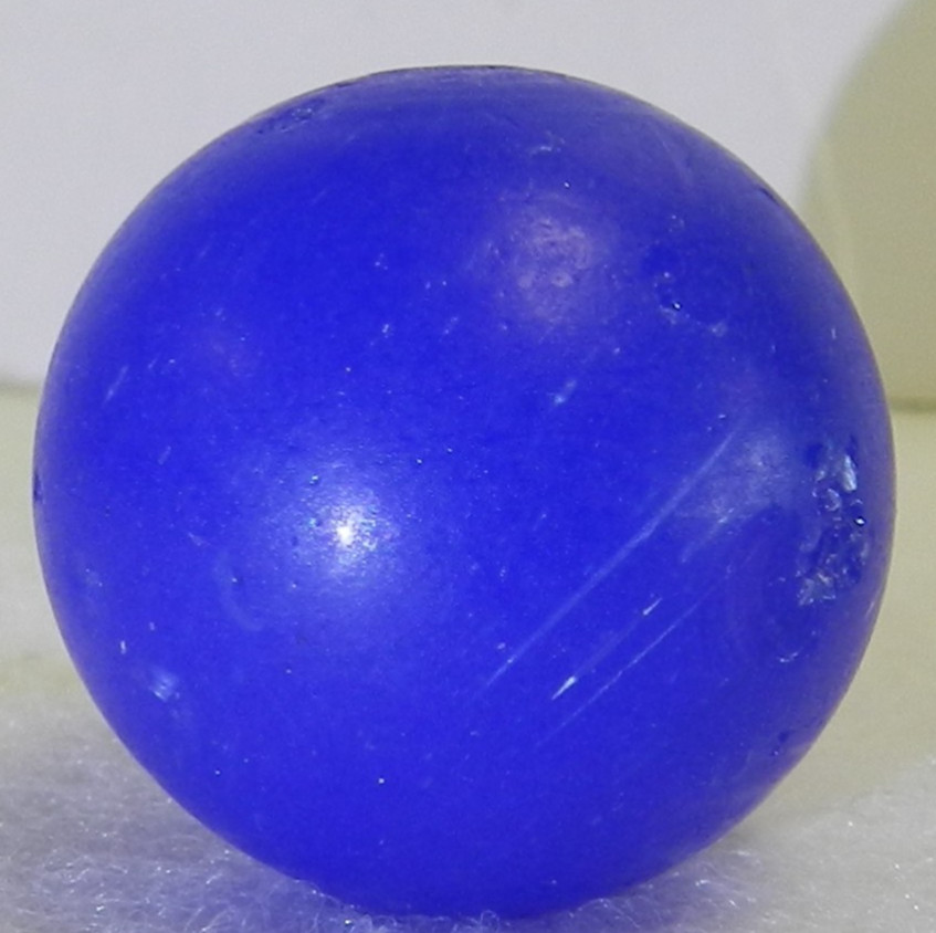 #20842m Large .93 Inches Vintage German Handmade Blue Opaque Melon Ball Marble