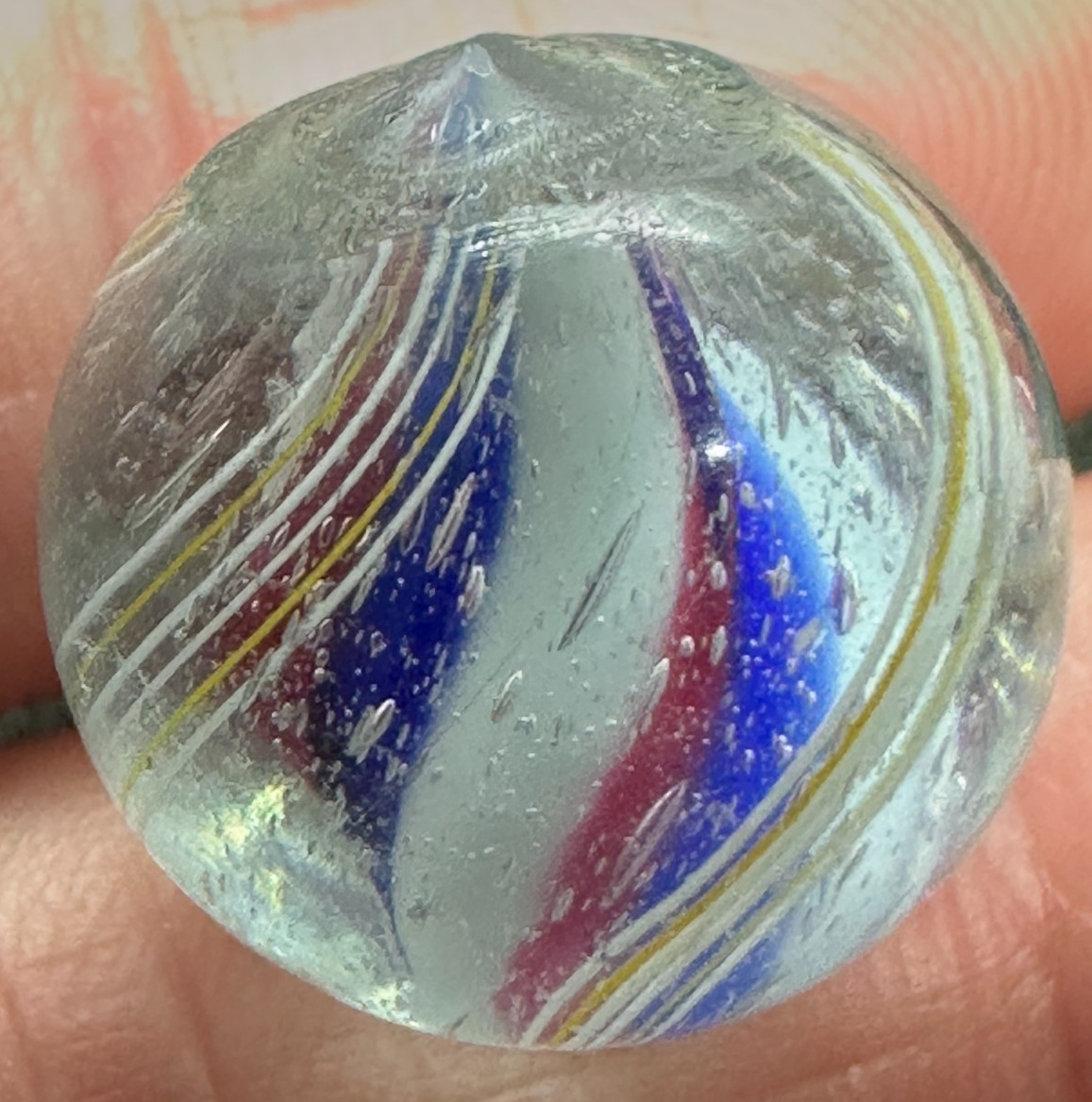 SOLID CORE SWIRL MARBLE .68″ HANDMADE ANTIQUE old toy GERMAN 17.5 mm M