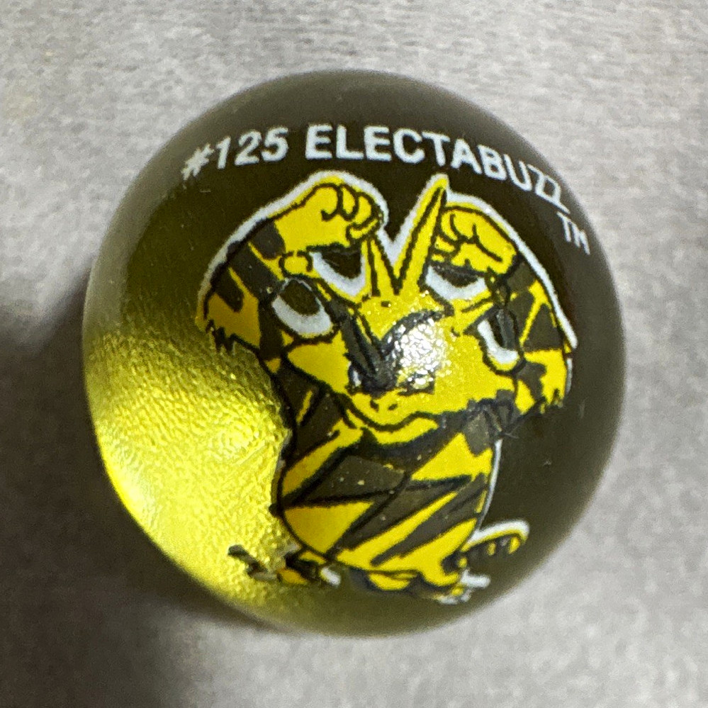 Electabuzz Character Printed Glass Toy Marble #125, Yellow/Black Machine Made