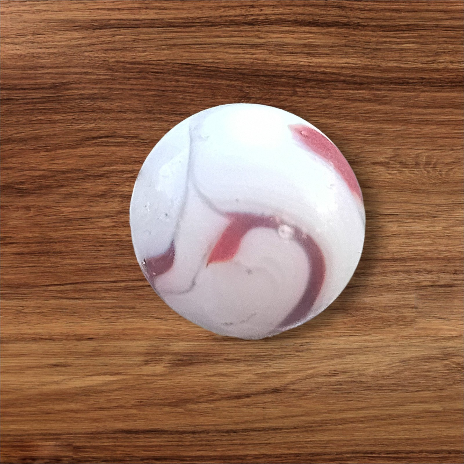 Vintage Collectable Swirl Marble Red White Flames Two Ribbon 11/16″