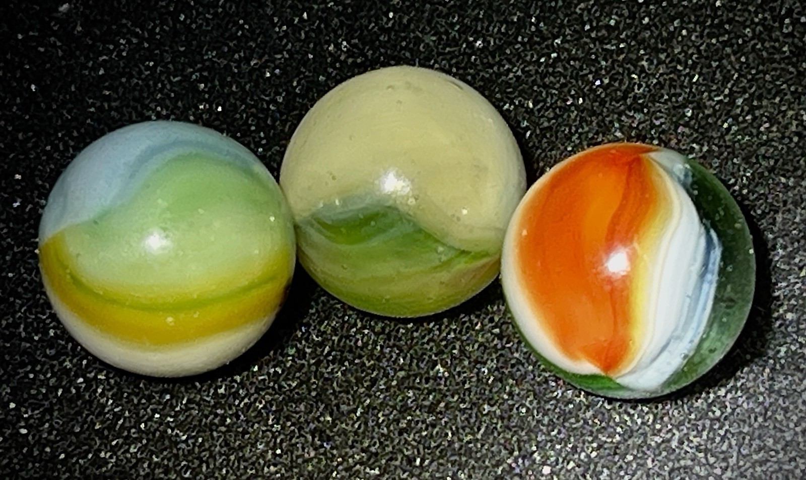 Lot of 3 Vintage Vitro Agate Tri-lite Elite Marbles