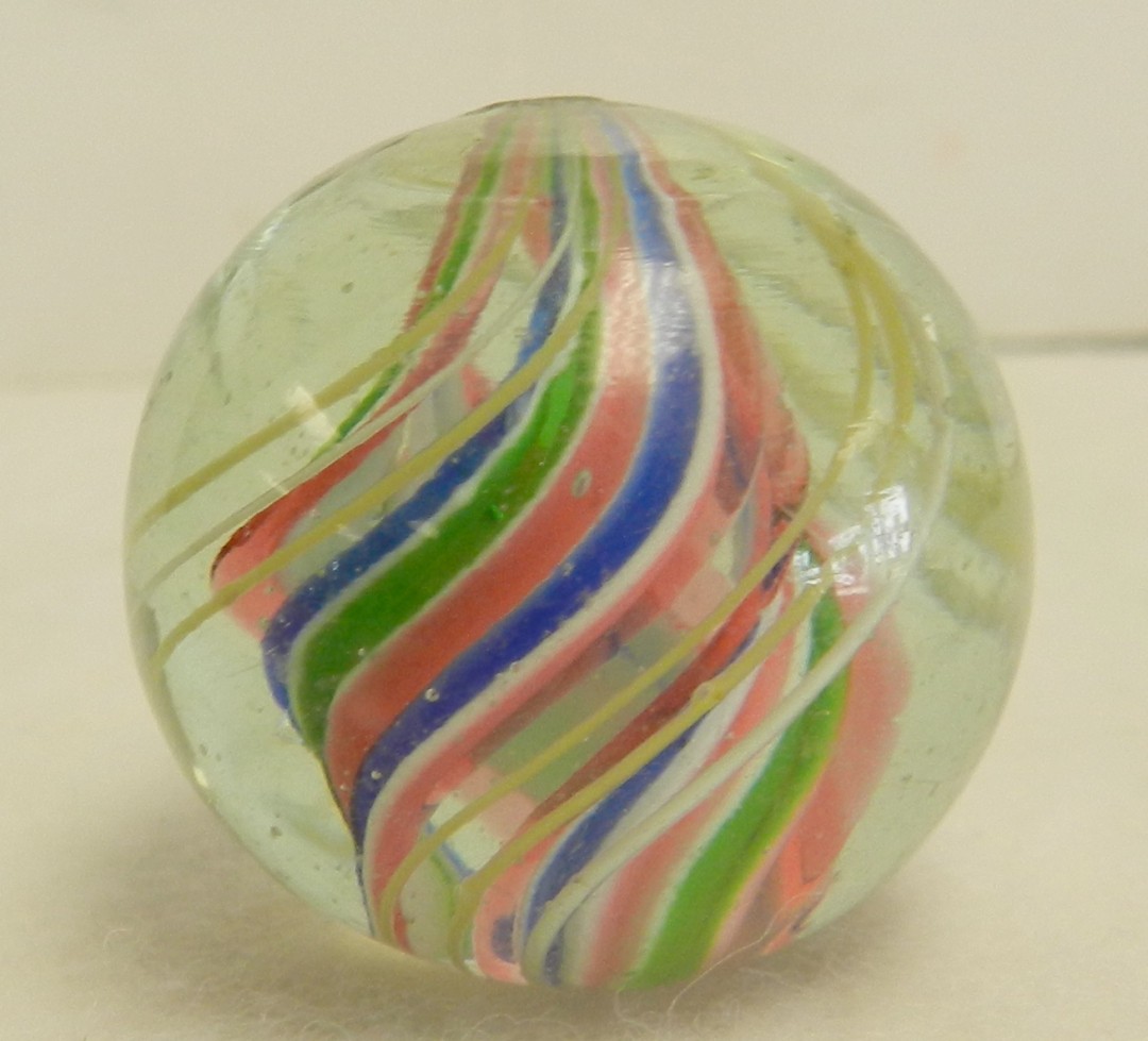 #20828m High Grade Large .99 Inches German Handmade Divided Ribbon Swirl Marble