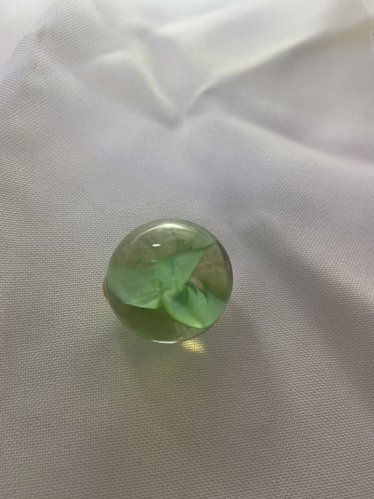 Hand Blown large Glass Green Swirl Marble W/ Ground Pontil vintage Estate piece