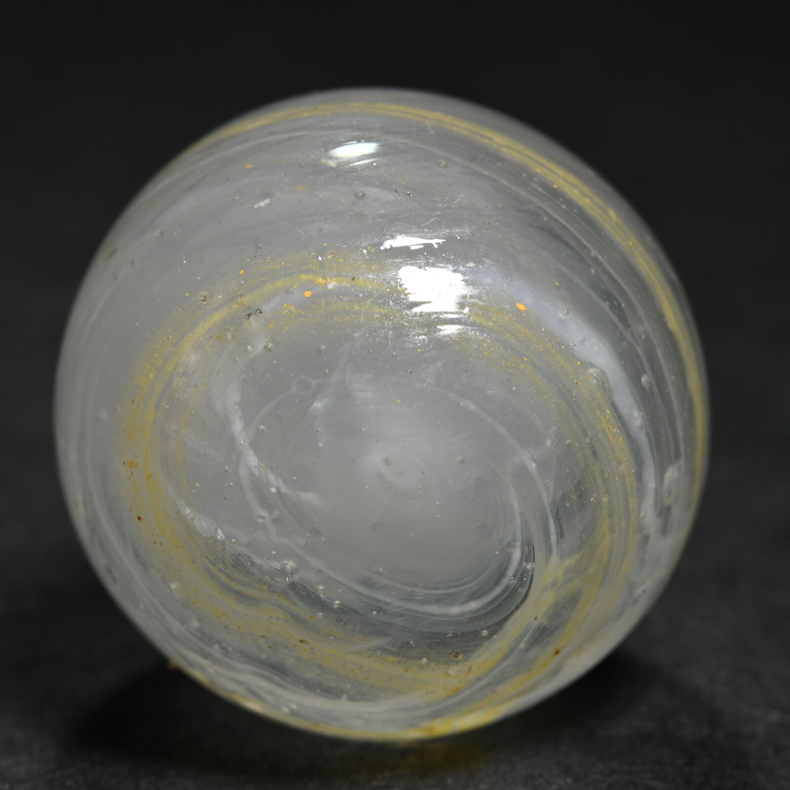 Greiner Antique German Handmade Marble Early 1860s Misty EggYolk 21.3mm 13/16”