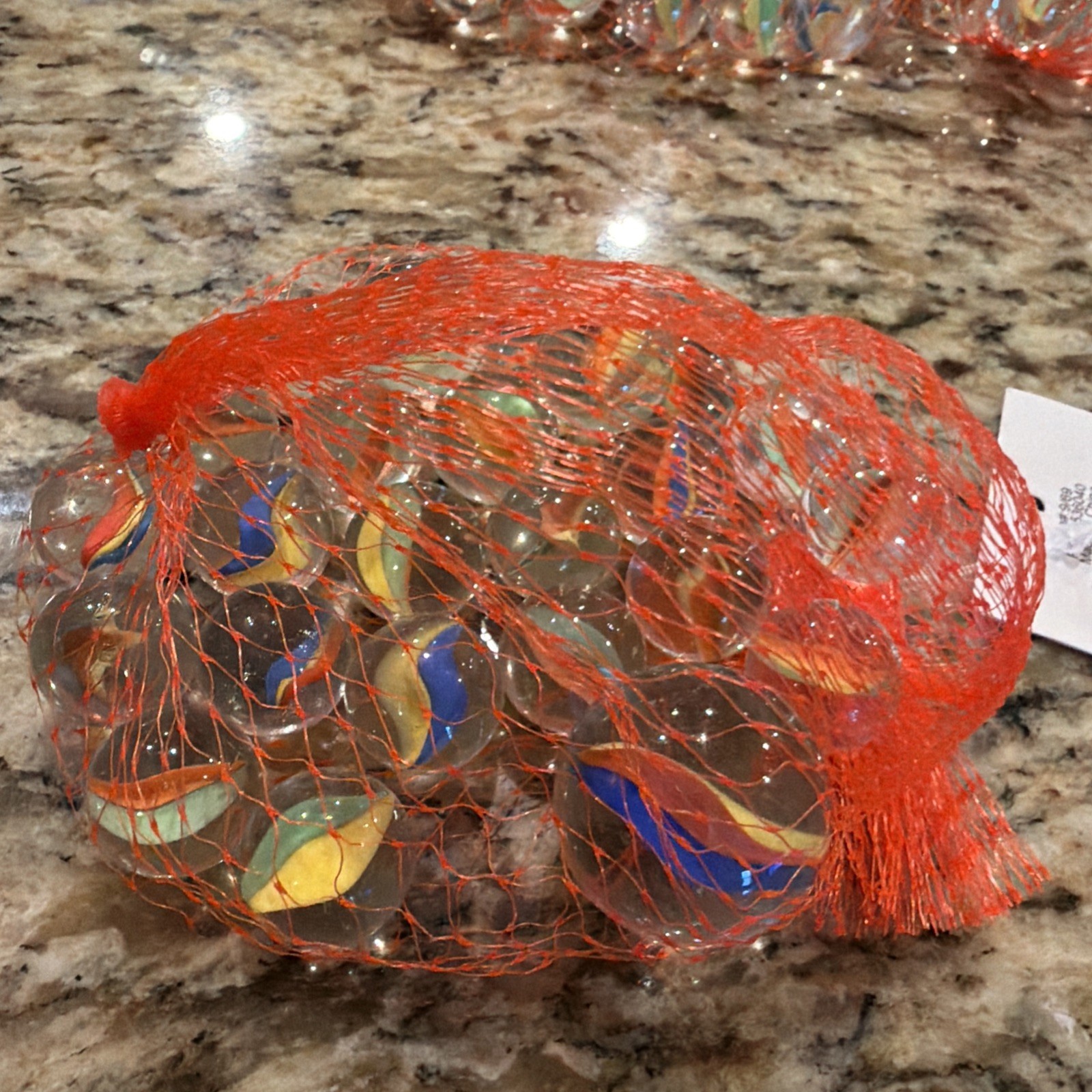 glass marble set – netted bag of 21 assorted marbles – Lot Of 8 Bags. New!