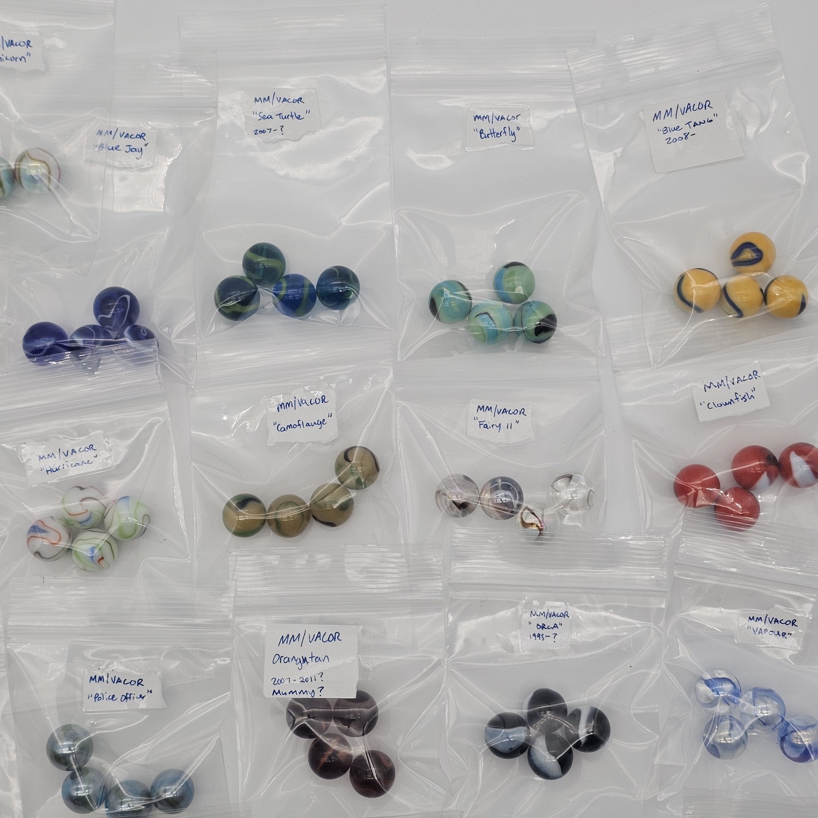 Lot Of 144 Vacor De Mexico Mega Marbles 36 Styles, Wolf, Sun, Orca, Mint!