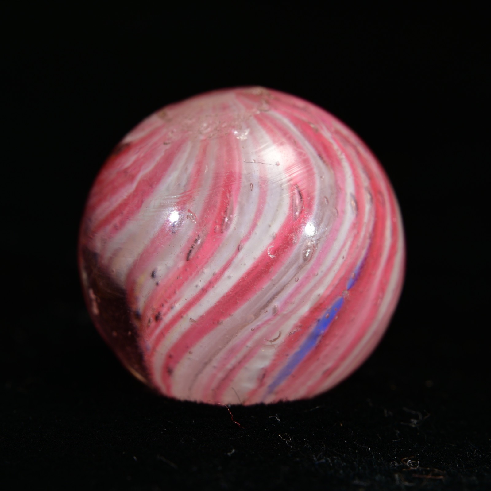 Onionskin Marble Early German Handmade Antique Shrunken Raspberry 17.2mm 21/32”