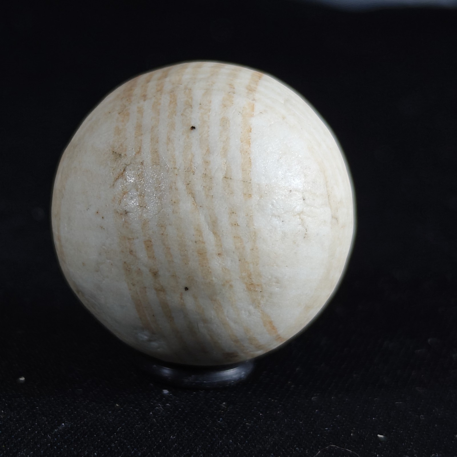 Vintage Marble German China Porcelain Unglazed Helix Striped 1 & 13/16″ Boulder