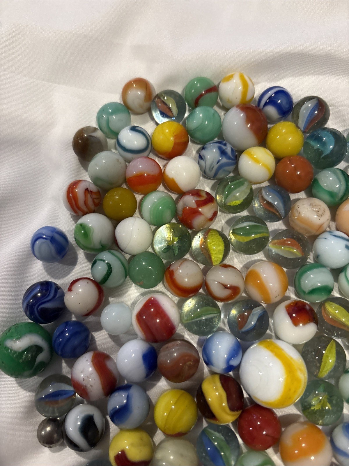 VINTAGE German? Peltier?Akro? Alley Agate? Marbles 150+ With Bag Most 50’s-70’s