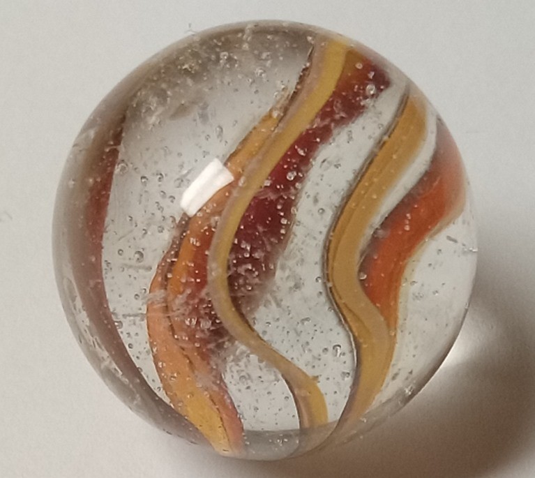 Old Vitro Hybrid Caged Cats Eye Catseye 6 Ribbon Vein Shooter Marble .87 AMAZING