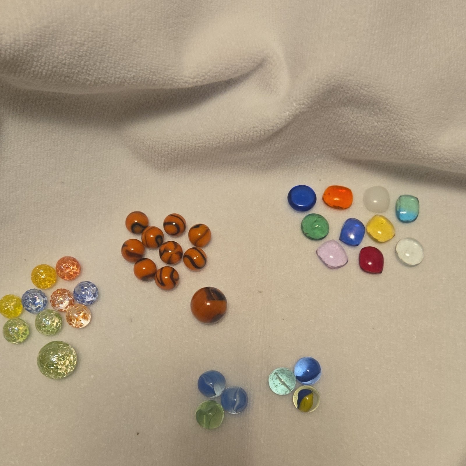 Assorted Glass Toy Marbles Lot Swirl Cat’s Eye Crackle Mixed Colors + Gems
