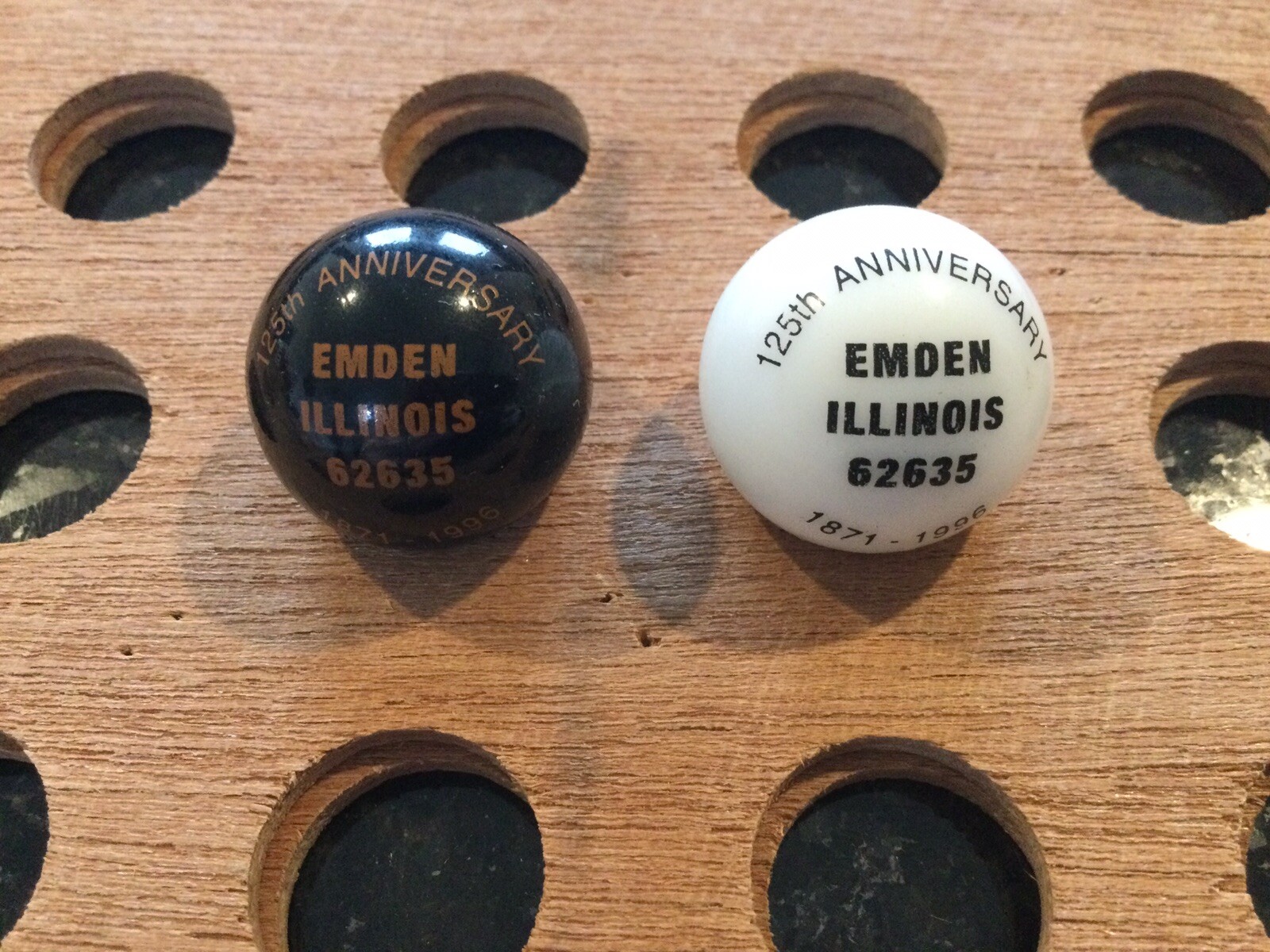 Vintage| “Emden Illinois 125th Anniversary” | Black & White Marble | LOT OF 2