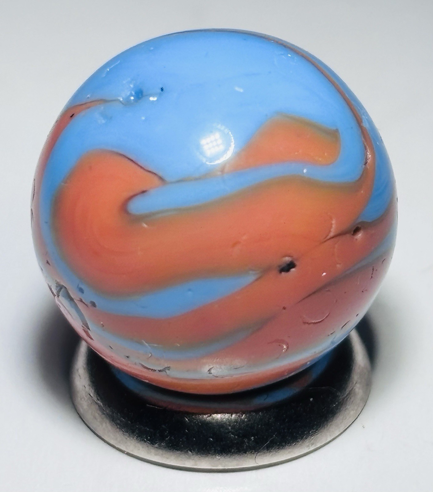Christensen Agate Co Two Color Flame Swirl Marble.67” In Near Mint- Condition