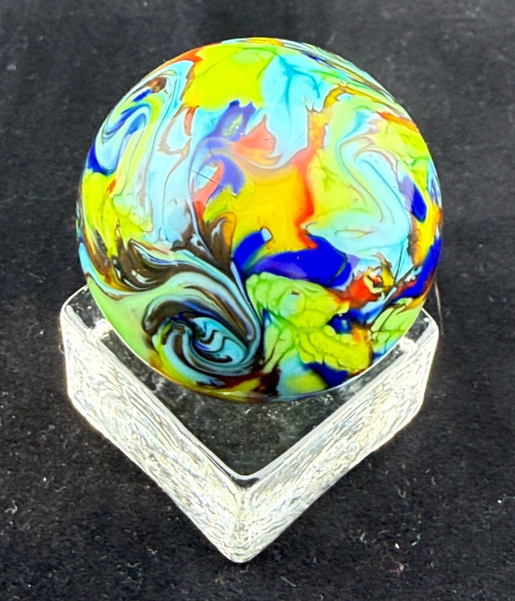 Steve Willis 2006 Wild Abstract Glass Marble 1-15/32″, #3 signed W6