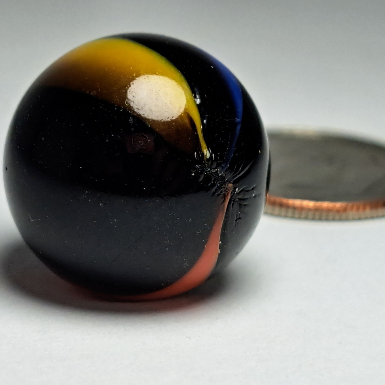 Vintage MARBLE: Black, Swirl Orange/Rust & Yellow/Gold & Blue